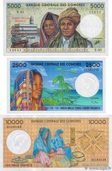 5000, 2500 et 10000 Francs Lot COMORAS  1994 P.12b, P.13 et P.14 SC+