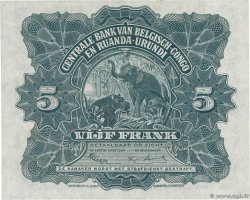 5 Francs CONGO BELGE  1952 P.21 pr.NEUF
