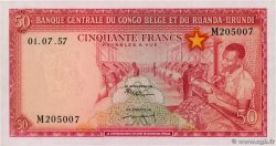 50 Francs CONGO BELGA  1957 P.32 q.FDC