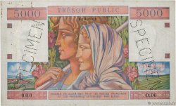5000 Francs TRÉSOR PUBLIC Spécimen FRANCE  1955 VF.36.00Sp VF+