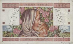 5000 Francs TRÉSOR PUBLIC Spécimen FRANCE  1955 VF.36.00Sp VF+