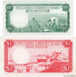 10 Shillings et 1 Pound Lot GAMBIE  1965 P.01a et P.02a SPL+