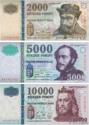 2000, 5000 et 10000 Forint Lot HUNGARY  1997 P.181a au P.183a UNC-