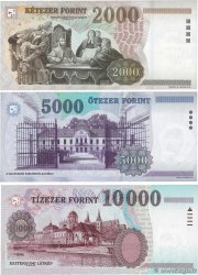 2000, 5000 et 10000 Forint Lot UNGHERIA  1997 P.181a au P.183a q.FDC