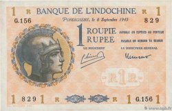 1 Rupee - 1 Roupie INDIA FRANCESA  1945 P.04d EBC