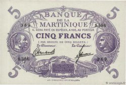 5 Francs Cabasson violet MARTINIQUE  1945 P.06 VF+