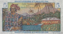5 Francs Bougainville Spécimen SAINT PIERRE E MIQUELON  1950 P.22s q.FDC