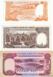 50 Cents, 1 et 5 Pounds Lot CYPRUS  1988 P.52, P.53a et P.54a UNC-