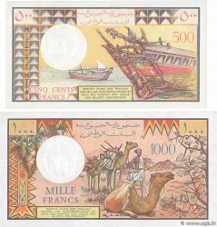 500 et 1000 Francs Lot YIBUTI  1988 P.36b et P.37d SC+
