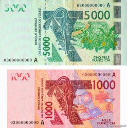 1000 et 5000 Francs Spécimen ÉTATS DE L