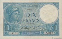 10 Francs MINERVE FRANKREICH  1917 F.06.02 fVZ