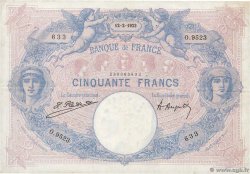 50 Francs BLEU ET ROSE FRANCE  1923 F.14.36 VF-