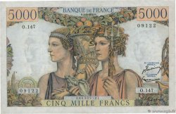 5000 Francs TERRE ET MER FRANCIA  1956 F.48.11 MBC