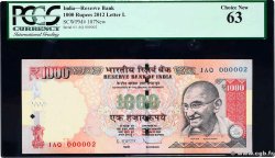 1000 Rupees Petit numéro INDE  2012 P.107d pr.NEUF