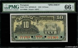 10 Pesos Fuertes Spécimen PARAGUAY Cambios 1916 P.141s