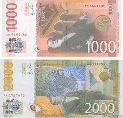 1000 et 2000 Dinara Lot SERBIA  2011 P.60a et P.61a UNC-