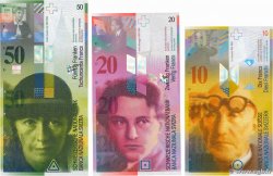 10, 20 et 50 Francs Lot SWITZERLAND  1994 P.66a, P.68a et P.70a UNC-