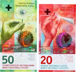 20 et 50 Francs Lot SUISSE  2015 P.76b et P.77b q.FDC