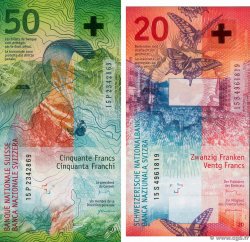20 et 50 Francs Lot SUISSE  2015 P.76b et P.77b SC+