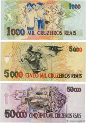 1000 au 50000 Cruzeiros Reais Lot BRASILIEN  1993 P.240a au P.242 ST