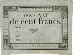 100 Francs Petit numéro FRANKREICH  1795 Ass.48a VZ