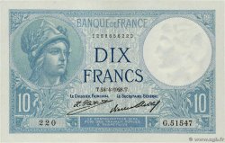 10 Francs MINERVE FRANCIA  1928 F.06.13 AU+