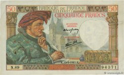 50 Francs JACQUES CŒUR FRANKREICH  1941 F.19.11 fVZ