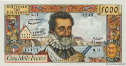 5000 Francs HENRI IV FRANCE  1957 F.49.04 SUP