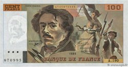 100 Francs DELACROIX imprimé en continu FRANCE  1991 F.69bis.04aA190 UNC