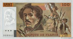 100 Francs DELACROIX imprimé en continu Grand numéro FRANKREICH  1993 F.69bis.05 ST