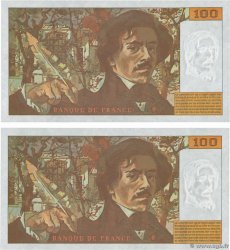 100 Francs DELACROIX 442-1 & 442-2 Consécutifs FRANKREICH  1995 F.69ter.02a ST