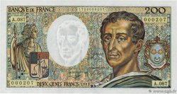 200 Francs MONTESQUIEU Petit numéro FRANCIA  1991 F.70.11A87 q.FDC