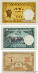 5, 10 et 20 Francs Lot MADAGASCAR  1937 P.035 au P.037 q.FDC