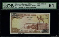 500 Francs Lyautey non émis Spécimen MOROCCO  1951 P.45As UNC-