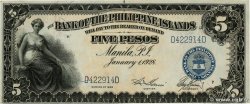 5 Pesos PHILIPPINES  1928 P.016 VF