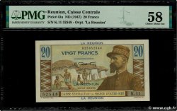20 Francs Émile Gentil REUNION INSEL  1947 P.43a fST