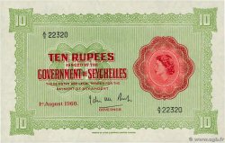 10 Rupees SEYCHELLES  1960 P.12b q.FDC