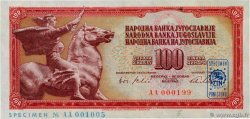 100 Dinara Spécimen YOUGOSLAVIE  1965 P.080s SPL