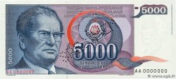 5000 Dinara Spécimen YUGOSLAVIA  1985 P.093s UNC-