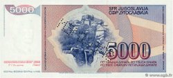5000 Dinara Spécimen JUGOSLAWIEN  1985 P.093s fST+