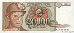 20000 Dinara Spécimen YUGOSLAVIA  1987 P.095s q.FDC