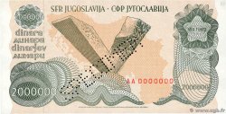 2000000 Dinara Spécimen YUGOSLAVIA  1989 P.100s SC+