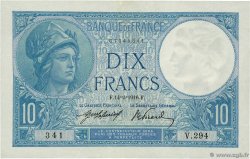 10 Francs MINERVE FRANCE  1916 F.06.01 pr.TTB
