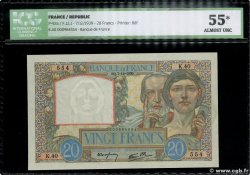 20 Francs TRAVAIL ET SCIENCE FRANKREICH  1939 F.12.01 fST