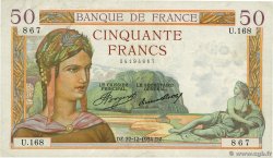 50 Francs CÉRÈS FRANCE  1934 F.17.02 VF-
