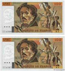 100 Francs DELACROIX modifié Consécutifs FRANCIA  1978 F.69.01c AU