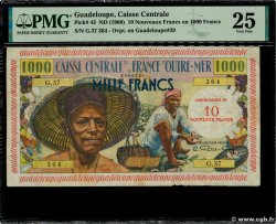 10 NF sur 1000 Francs Pêcheur GUADELOUPE  1960 P.43 MBC