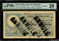 10 Rupees / 10 Roupies Annulé INDE FRANÇAISE  1919 P.02b TB