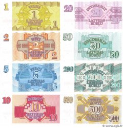 1 Rublis au 500 Rublu Lot LETONIA  1992 P.35 au P.42 FDC