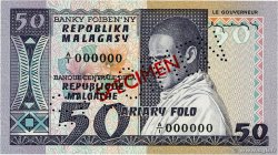 50 Francs - 10 Ariary Spécimen MADAGASCAR  1974 P.062s UNC